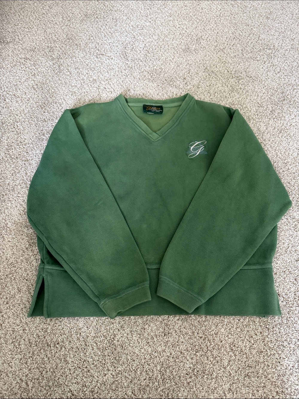 Vintage The Greenbrier Green V-Neck Sweater